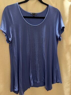Adrianna Papell Periwinkle Blue Scoop Neck Short Sleeve Tunic